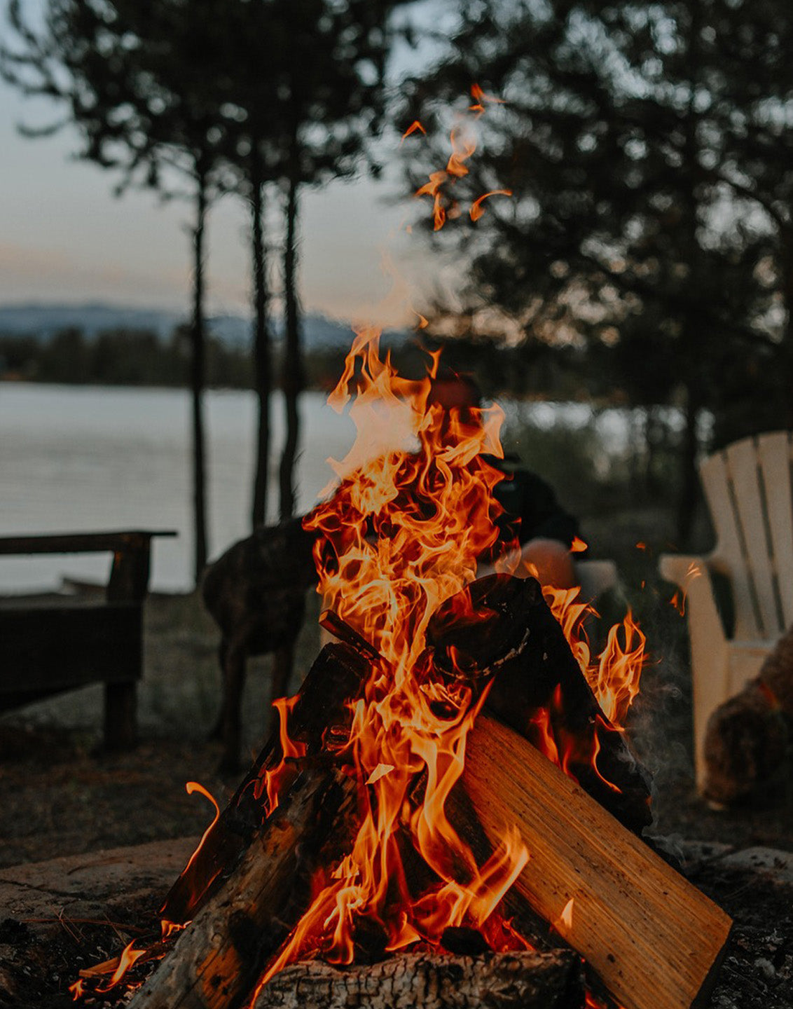 Lagerfeuer in skandinavischer Landschaft